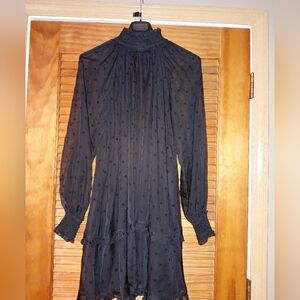 The Kooples Clip Dot Smocked Neck Mini Dress Size 1